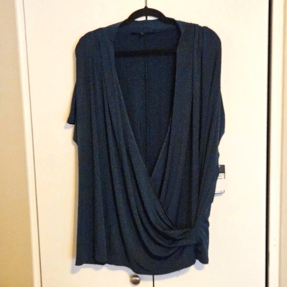 NWT Rachel Roy Dark Peacock Draped Top